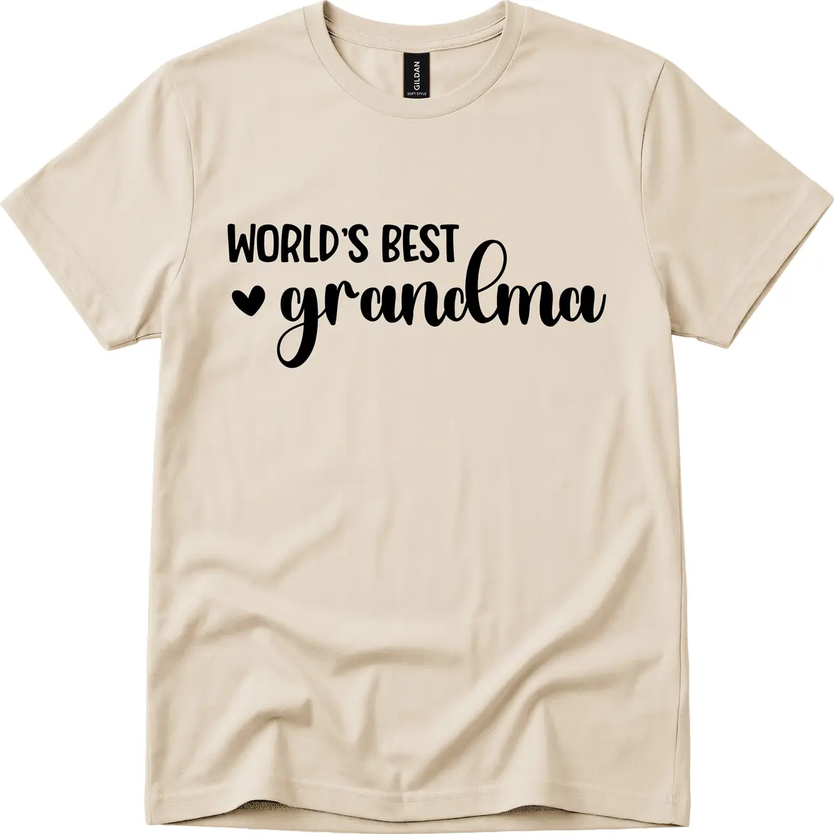 World's Best Grandma Typography T-Shirt in Sand