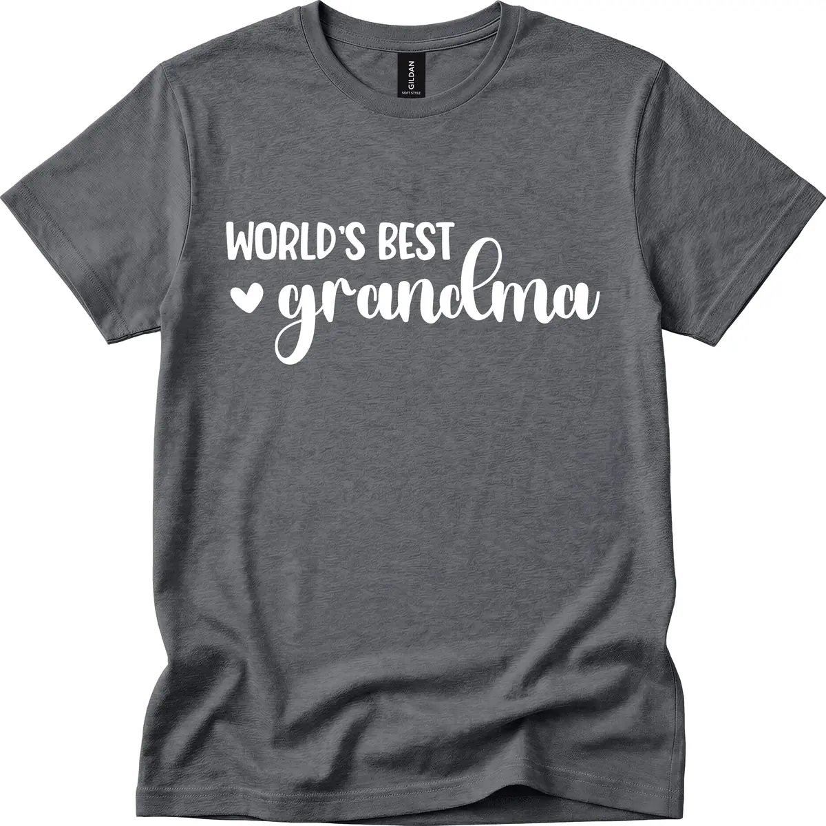 World's Best Grandma Typography T-Shirt in Dark Heather