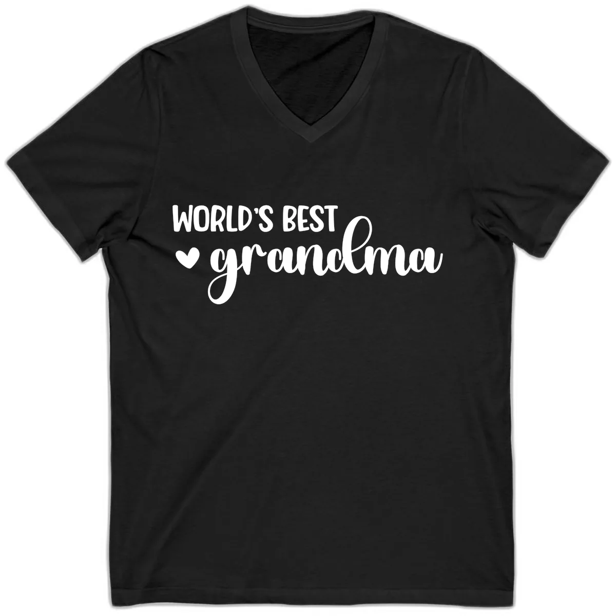 World's Best Grandma Typography V-Neck in Black