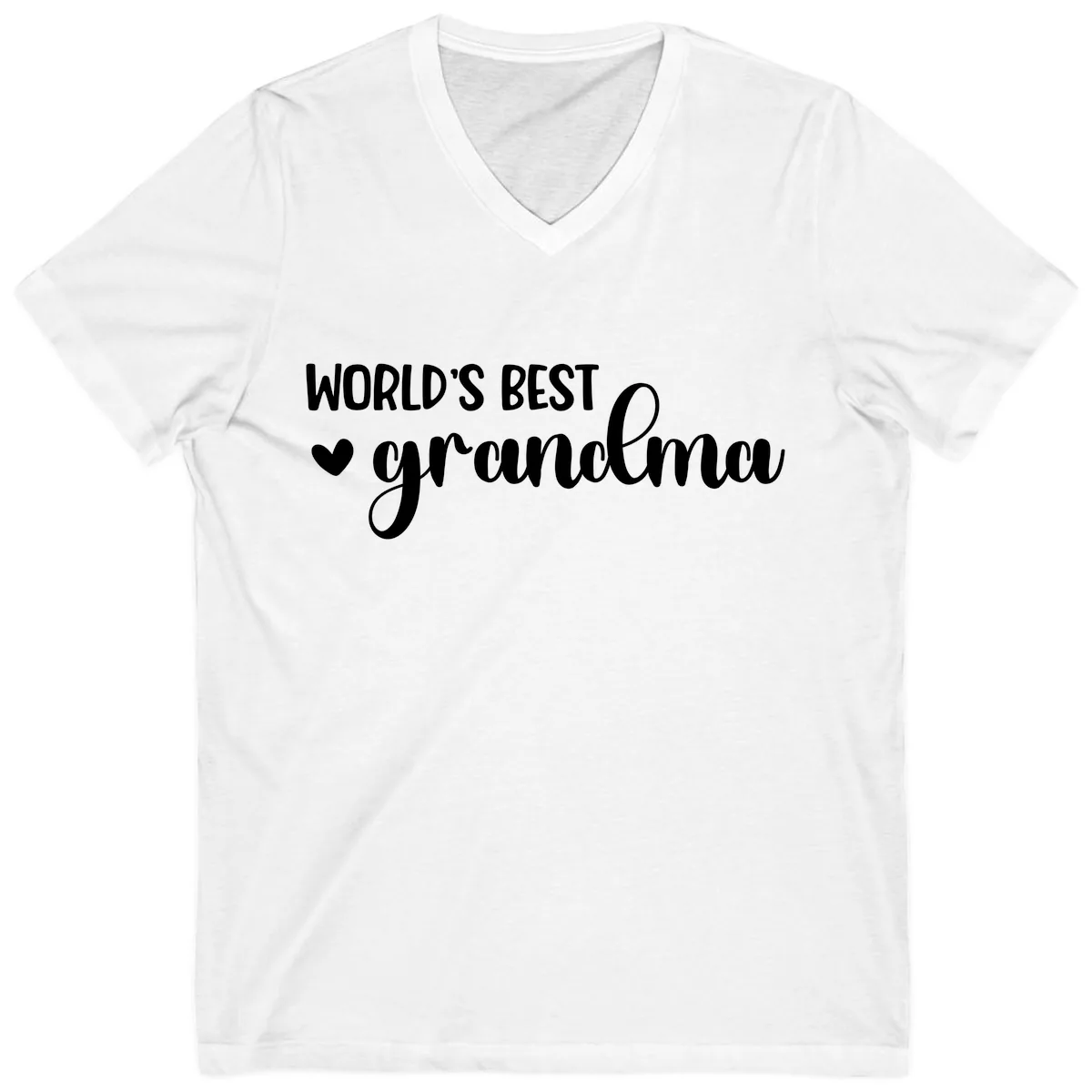 World's Best Grandma Typography V-Neck in White