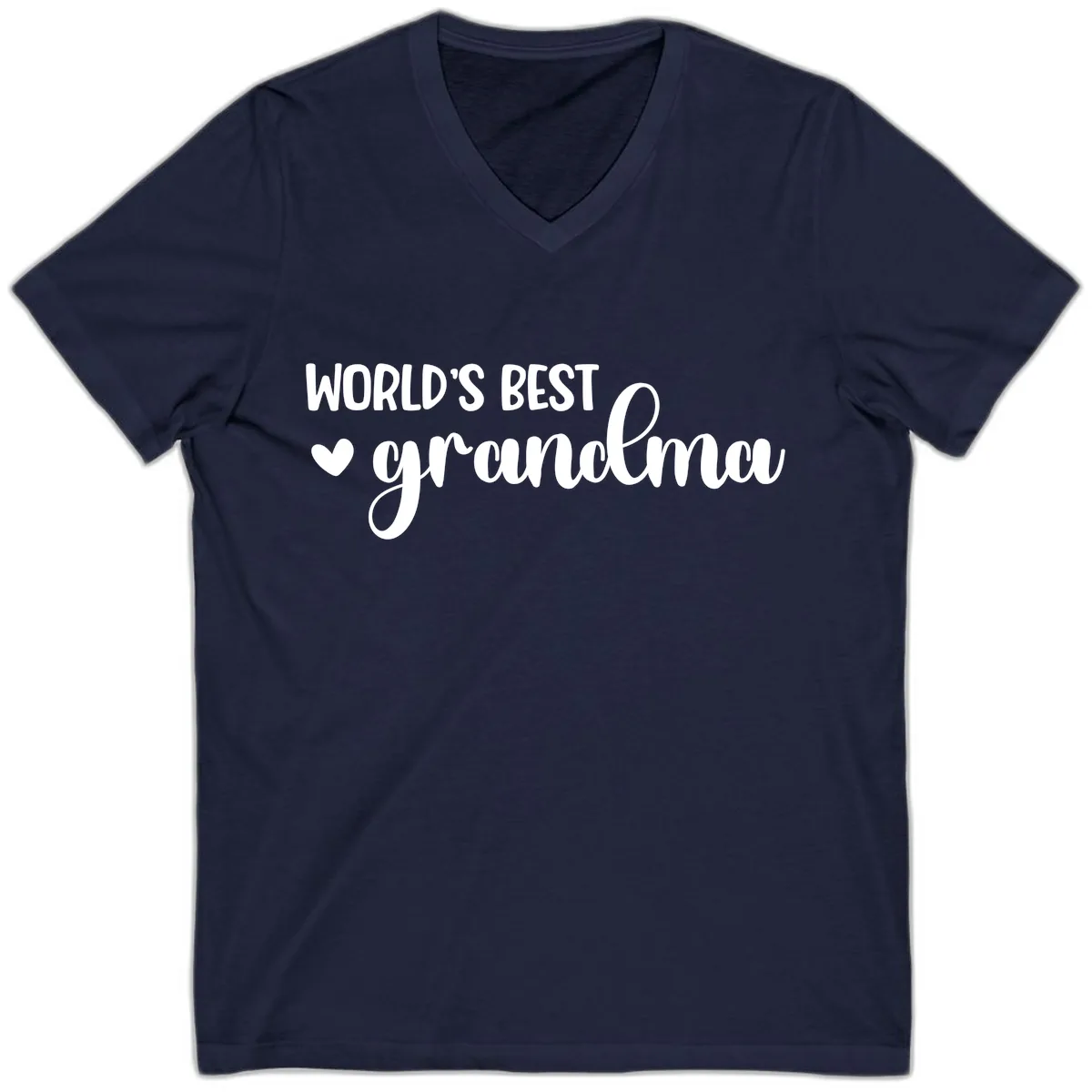 World's Best Grandma Typography V-Neck in Navy