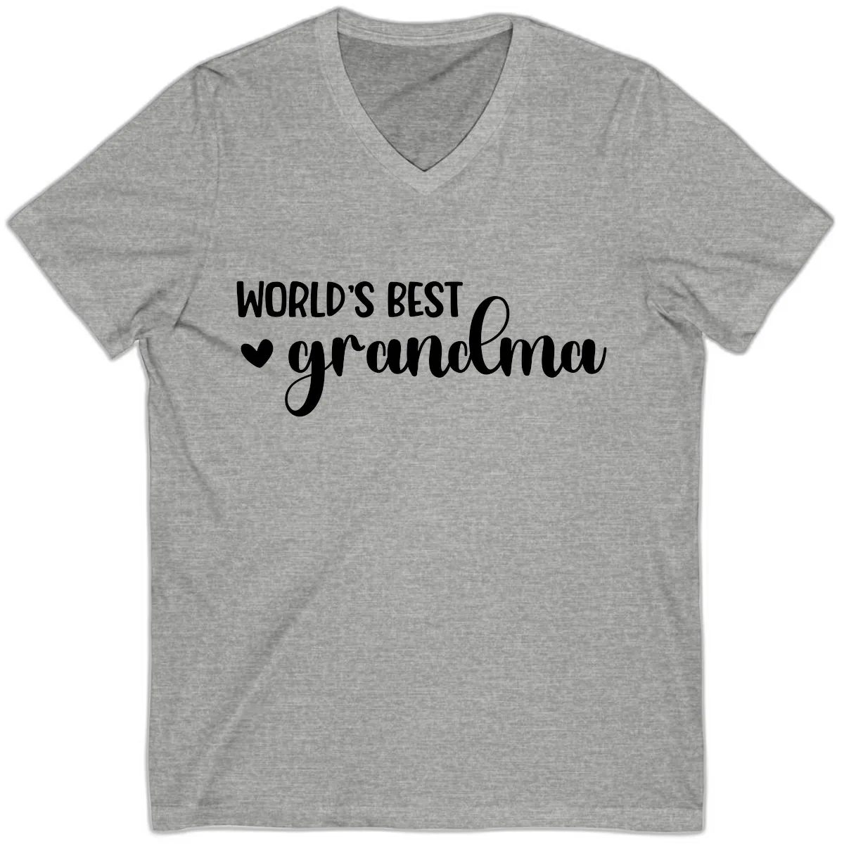 World's Best Grandma Typography V-Neck in Athletic Heather