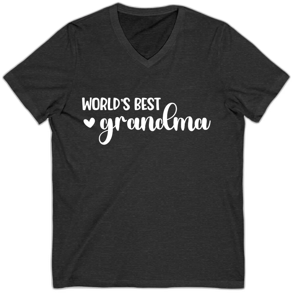 World's Best Grandma Typography V-Neck in Dark Grey Heather