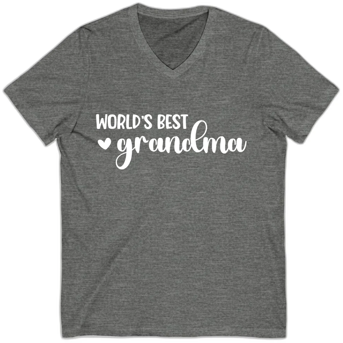 World's Best Grandma Typography V-Neck in Deep Heather