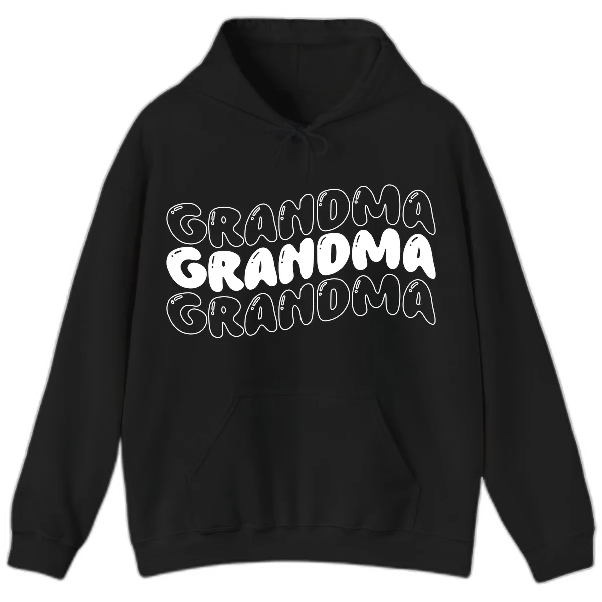 Grandma Bubble Letter Design Hoodie in Black