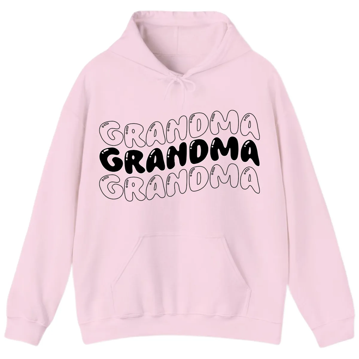 Grandma Bubble Letter Design Hoodie in Light Pink