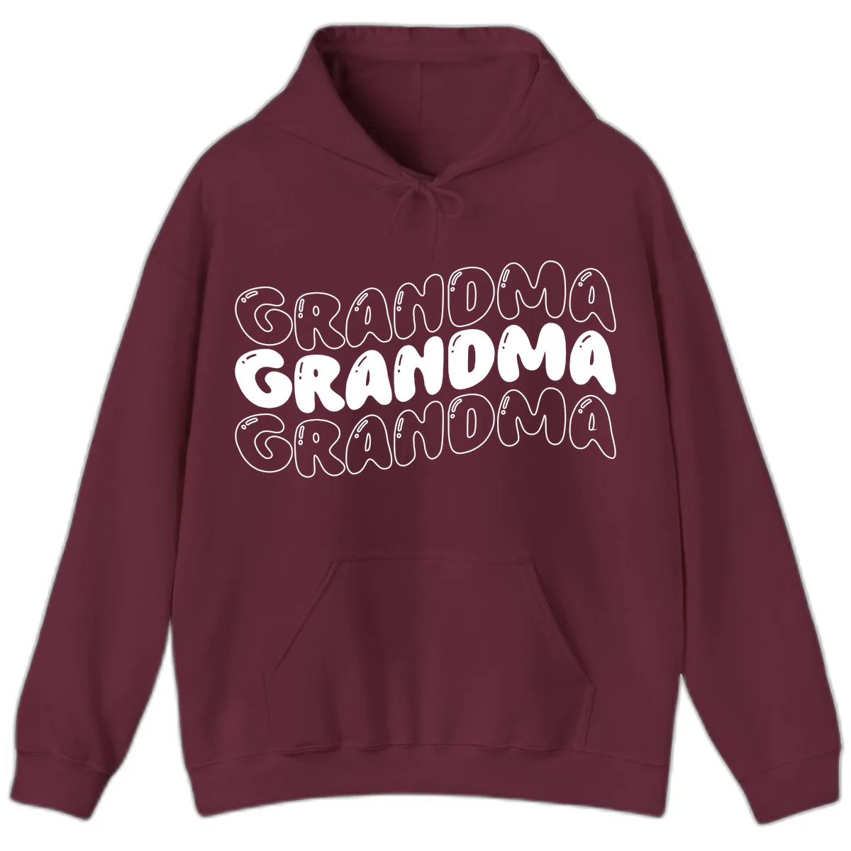 Grandma Bubble Letter Design Hoodie in Maroon