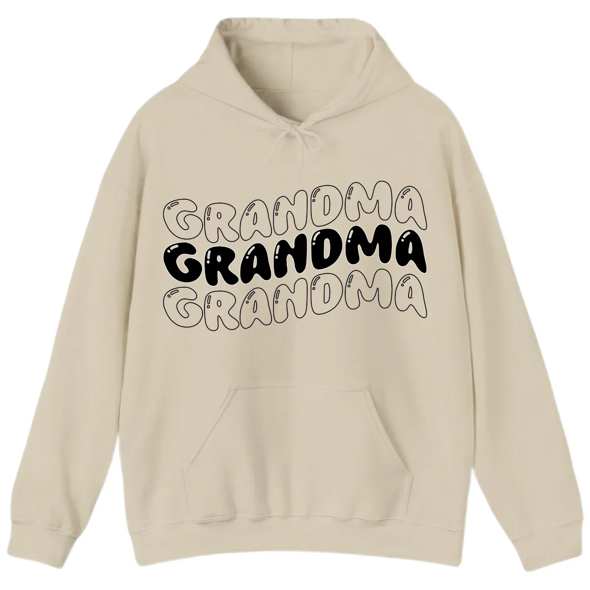 Grandma Bubble Letter Design Hoodie in Sand