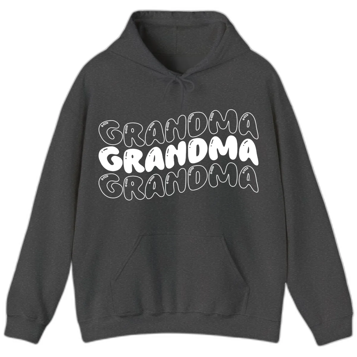 Grandma Bubble Letter Design Hoodie in Dark Heather