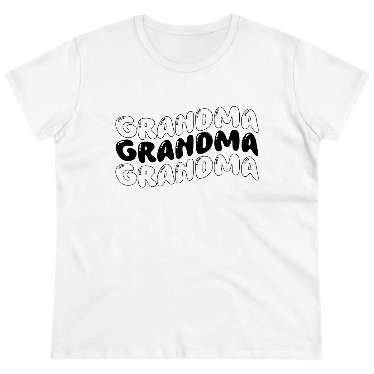 Grandma Bubble Letter Design Ladies Tee in White