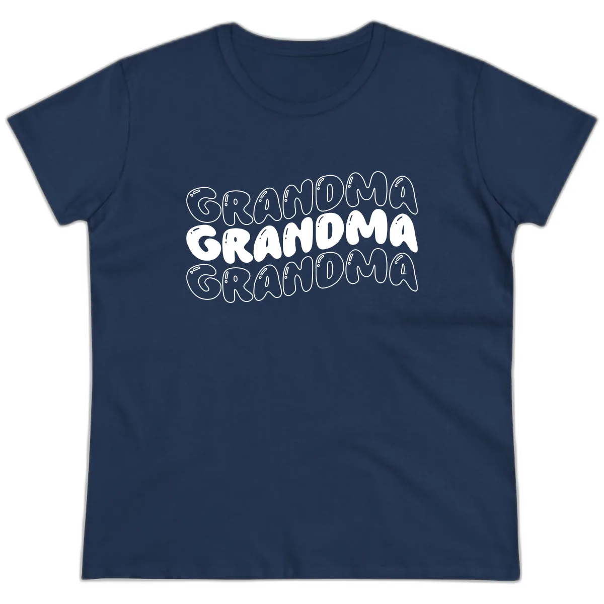 Grandma Bubble Letter Design Ladies Tee in Navy