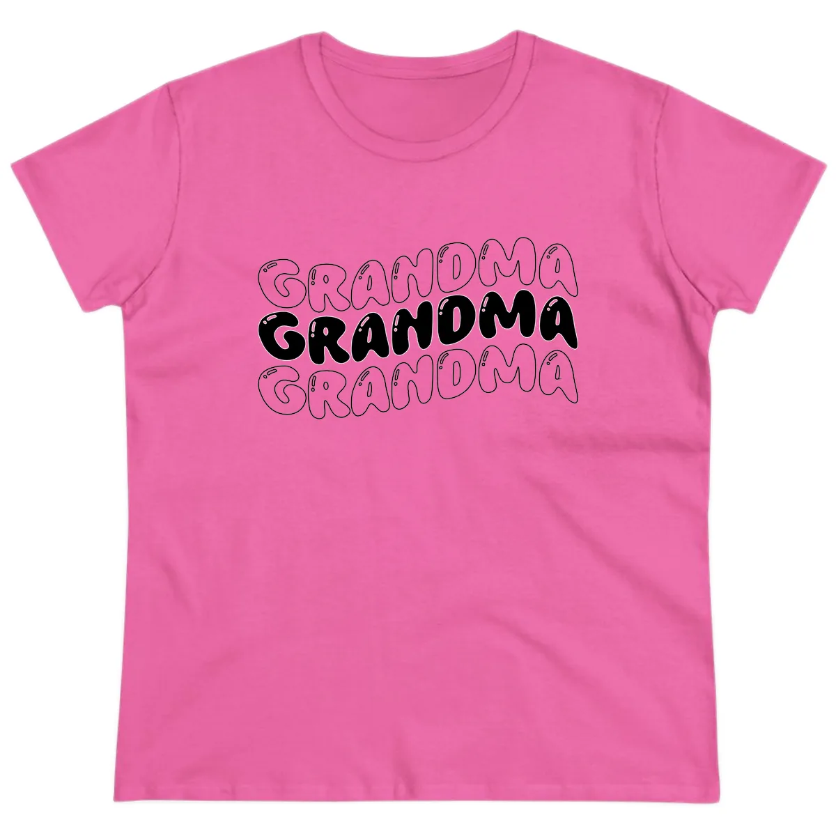 Grandma Bubble Letter Design Ladies Tee in Azalea