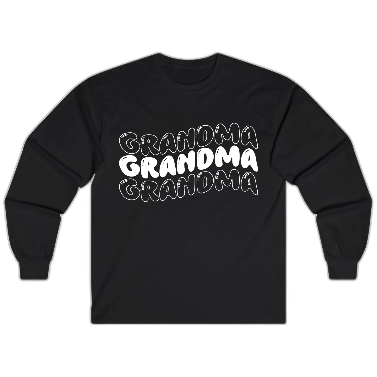 Grandma Bubble Letter Design Long Sleeve in Black