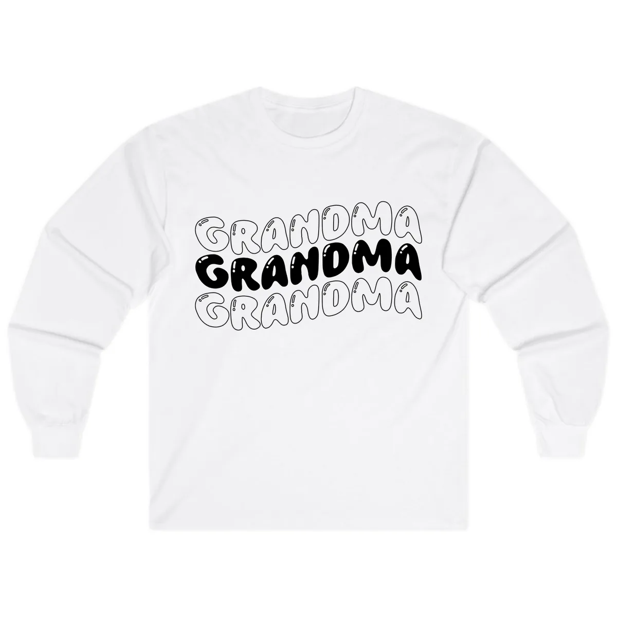 Grandma Bubble Letter Design Long Sleeve in White