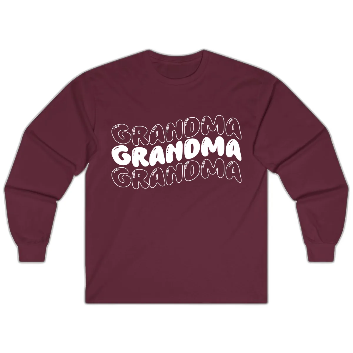 Grandma Bubble Letter Design Long Sleeve in Maroon