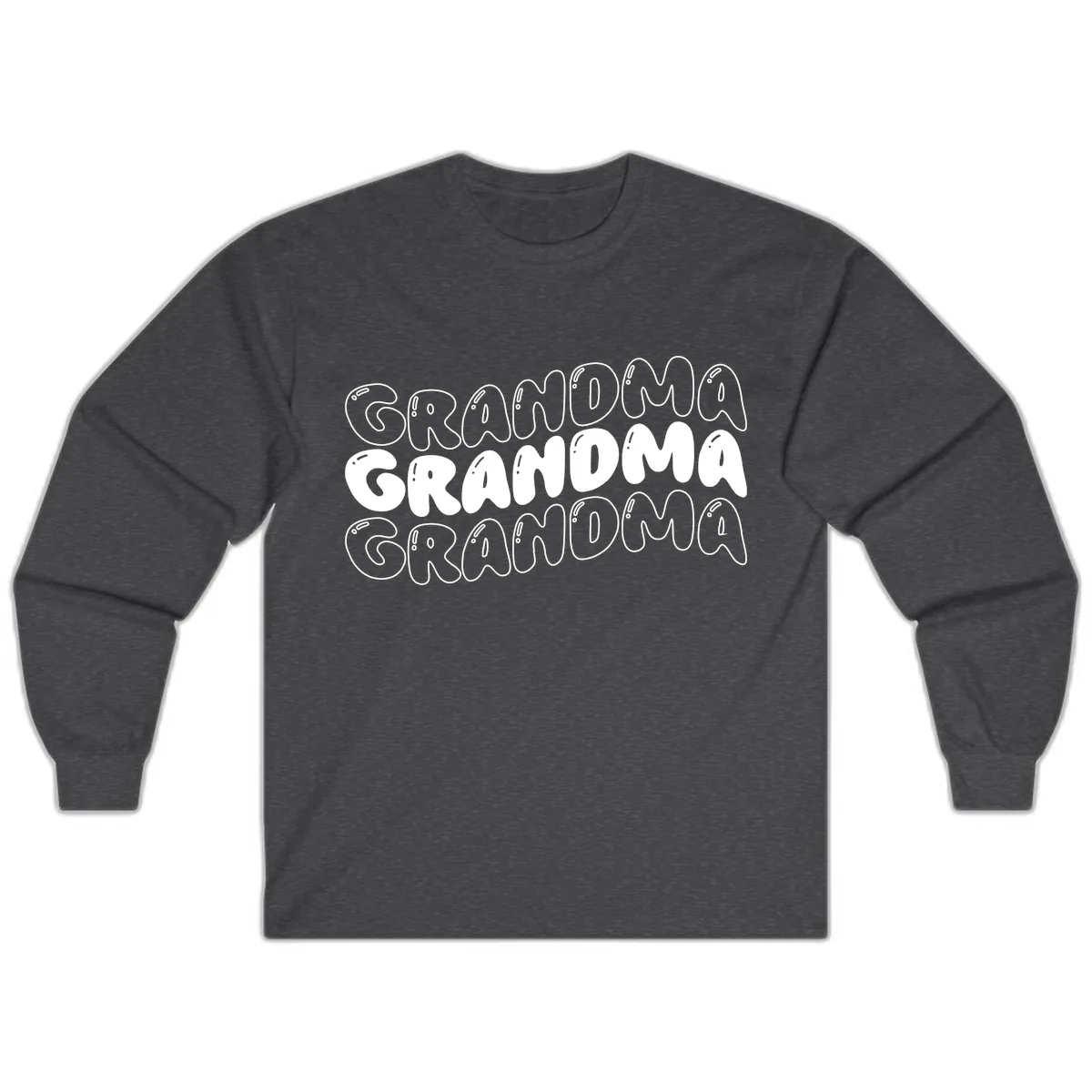 Grandma Bubble Letter Design Long Sleeve in Dark Heather