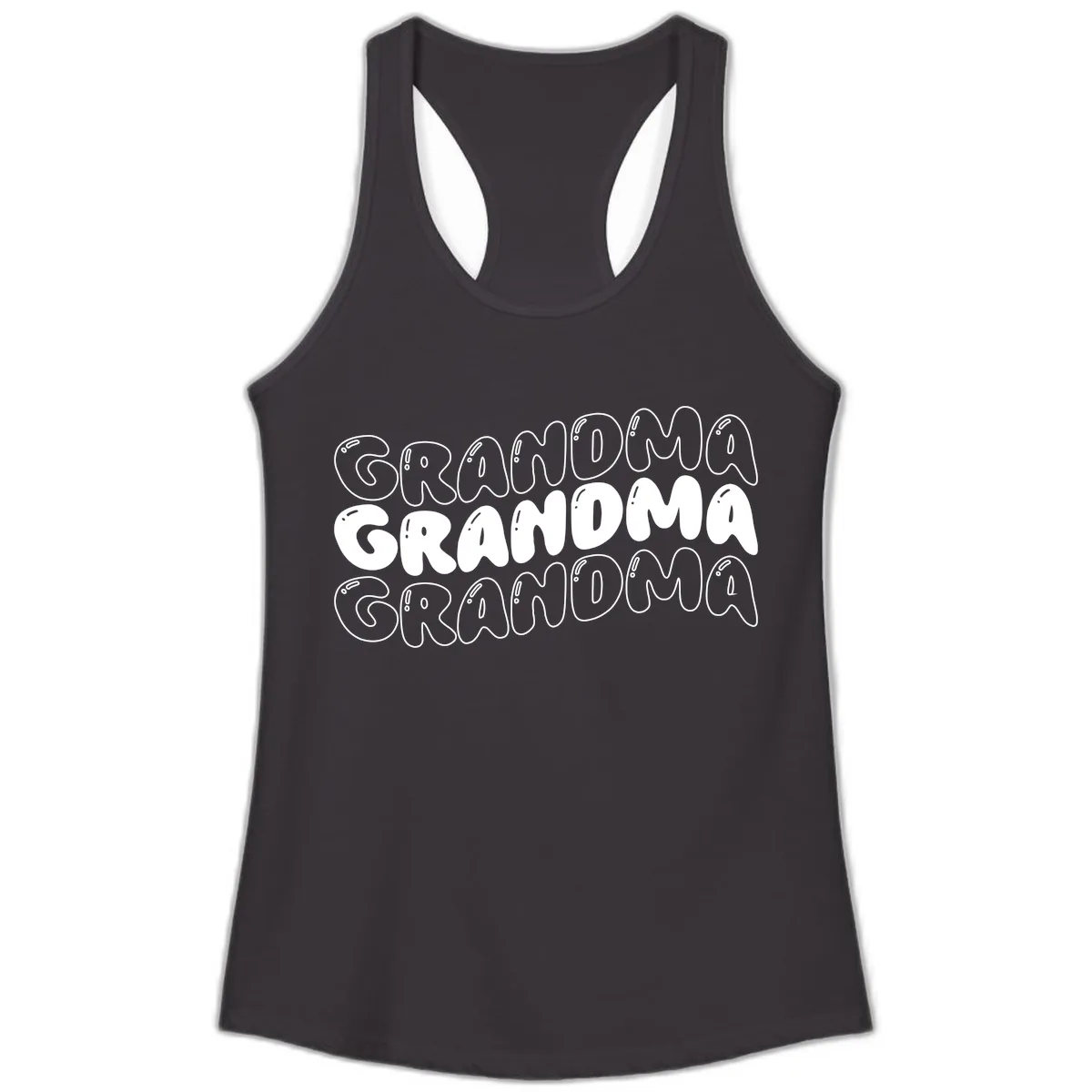 Grandma Bubble Letter Design Ladies Tank in Black