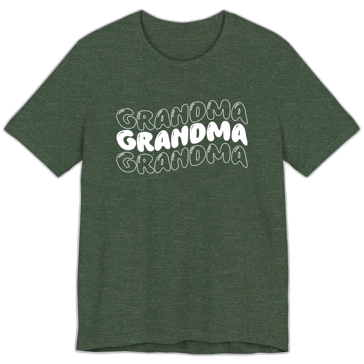 Grandma Bubble Letter Design Premium T-Shirt in Heather Forest