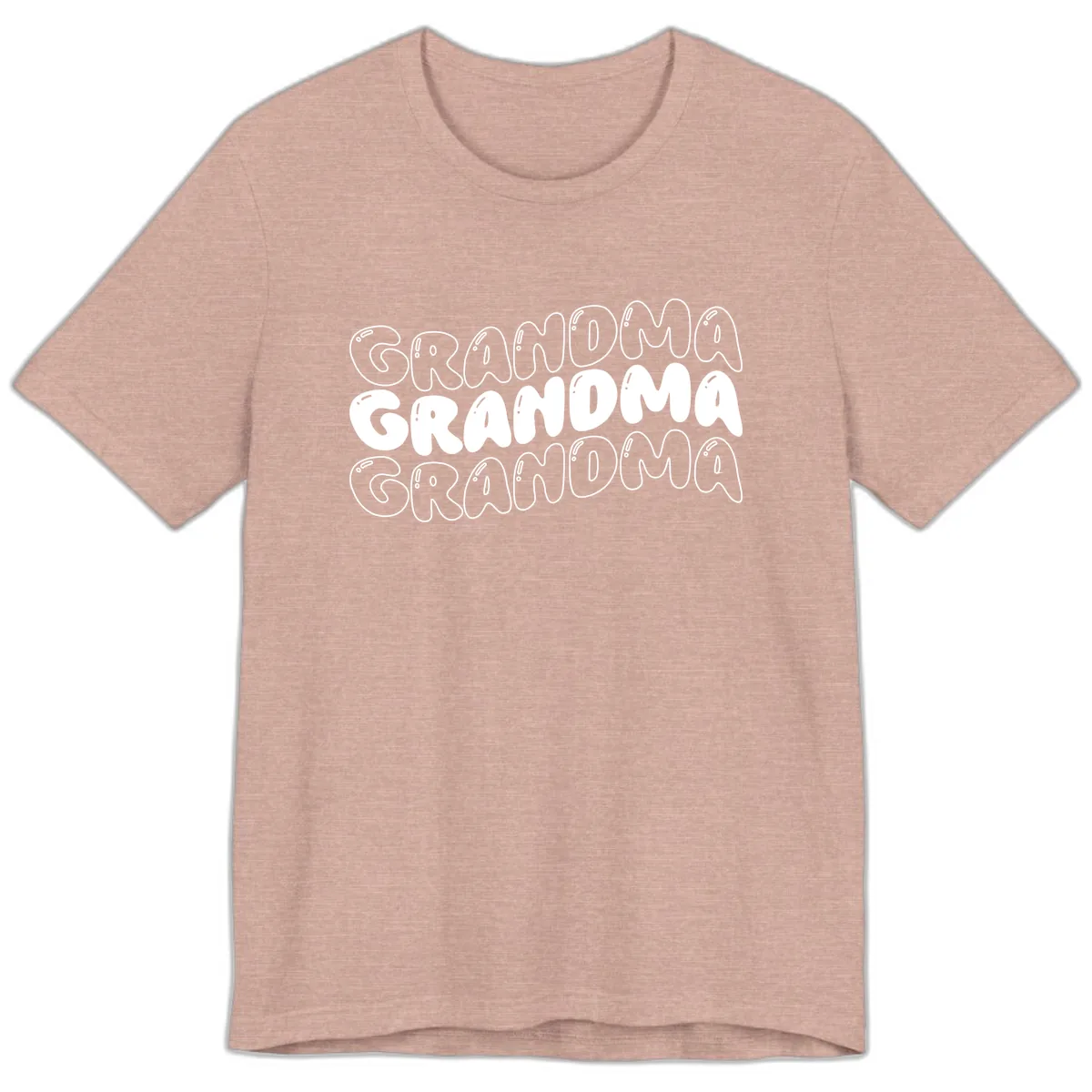 Grandma Bubble Letter Design Premium T-Shirt in Heather Prism Peach