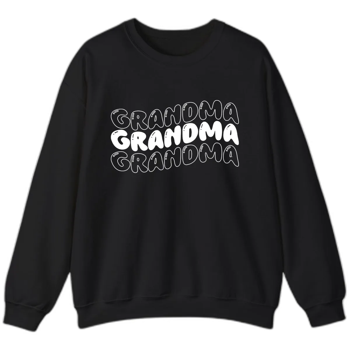 Grandma Bubble Letter Design Sweatshirt in Black