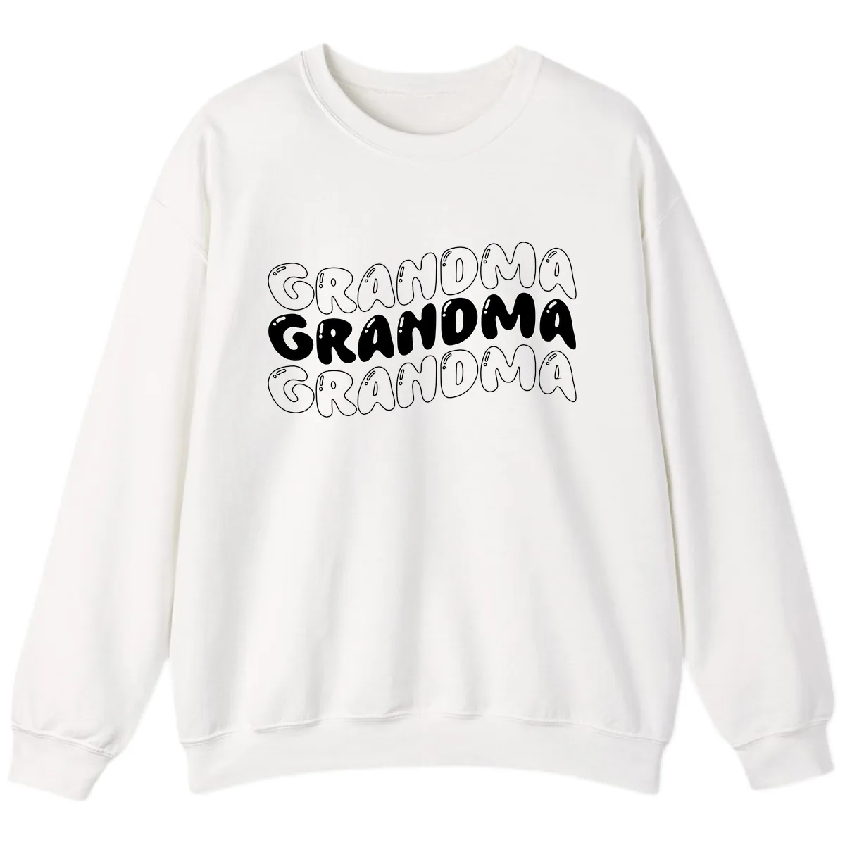 Grandma Bubble Letter Design Sweatshirt in White