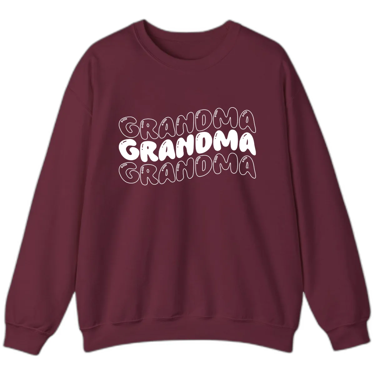 Grandma Bubble Letter Design Sweatshirt in Maroon