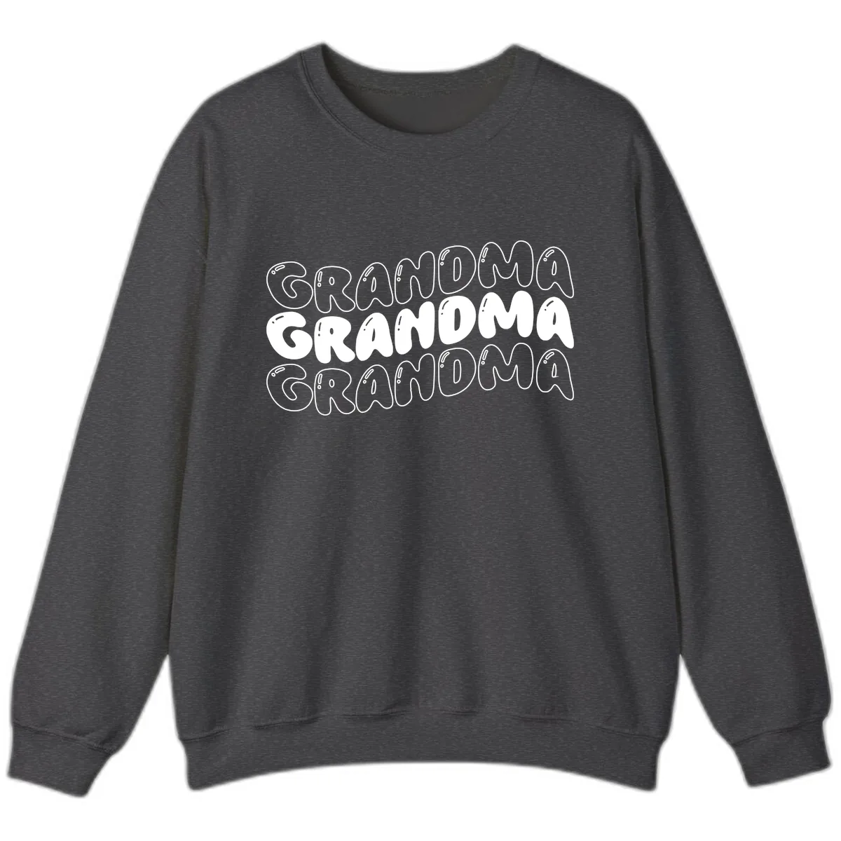 Grandma Bubble Letter Design Sweatshirt in Dark Heather