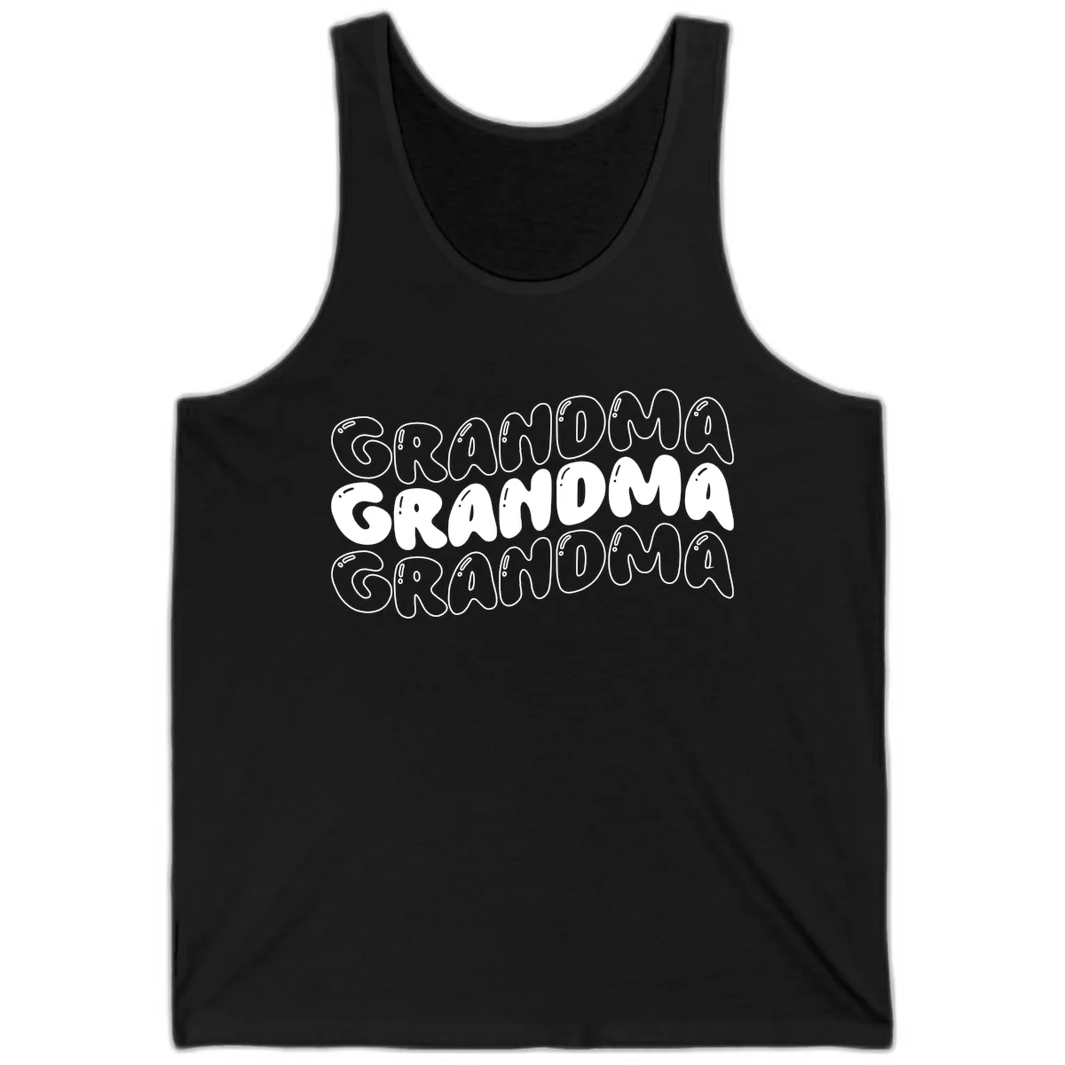 Grandma Bubble Letter Design Tank in Black
