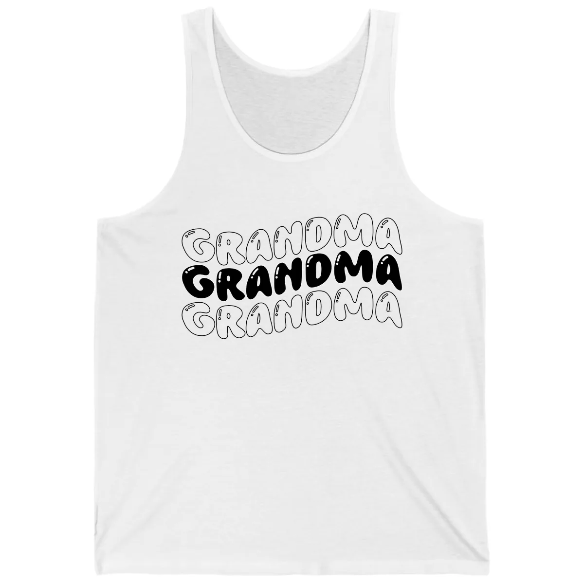 Grandma Bubble Letter Design Tank in White