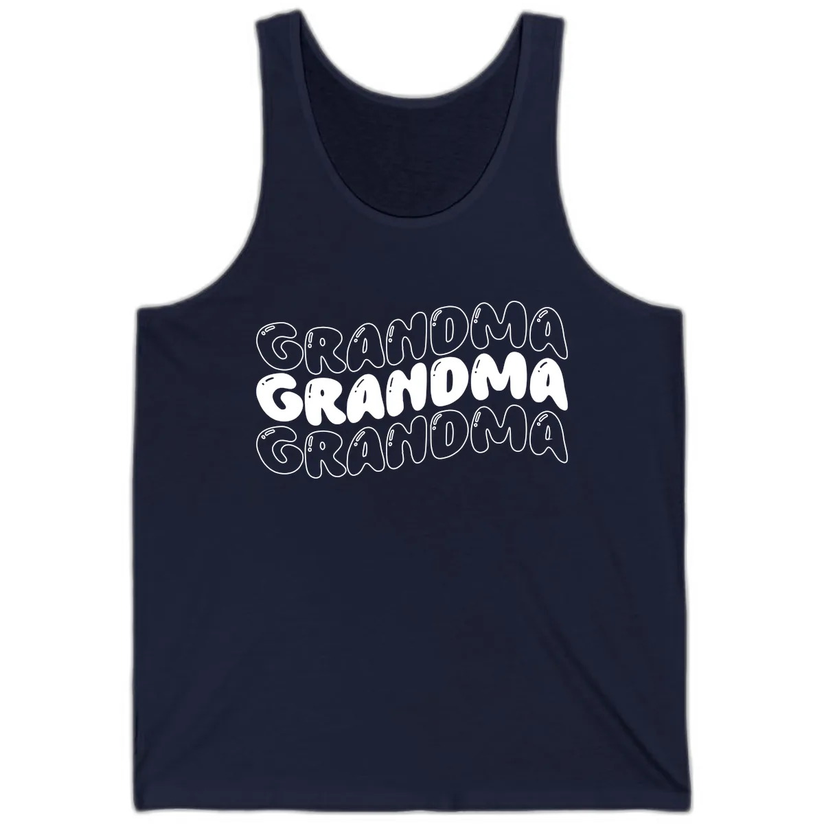Grandma Bubble Letter Design Tank in Navy