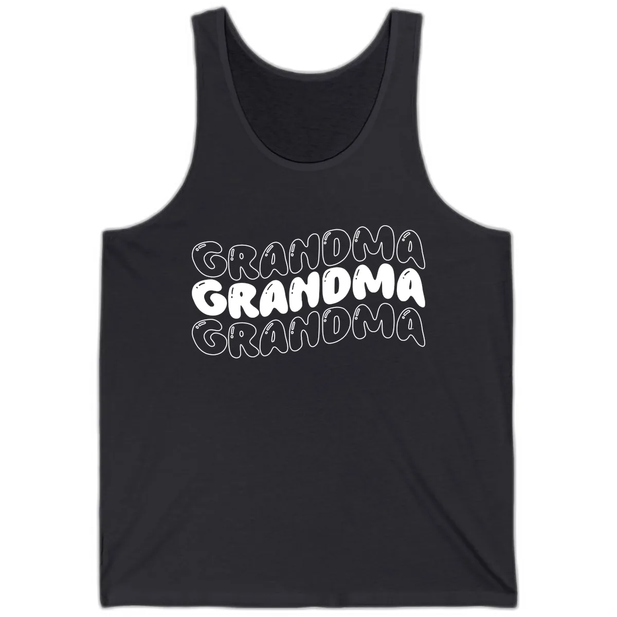 Grandma Bubble Letter Design Tank in Dark Grey