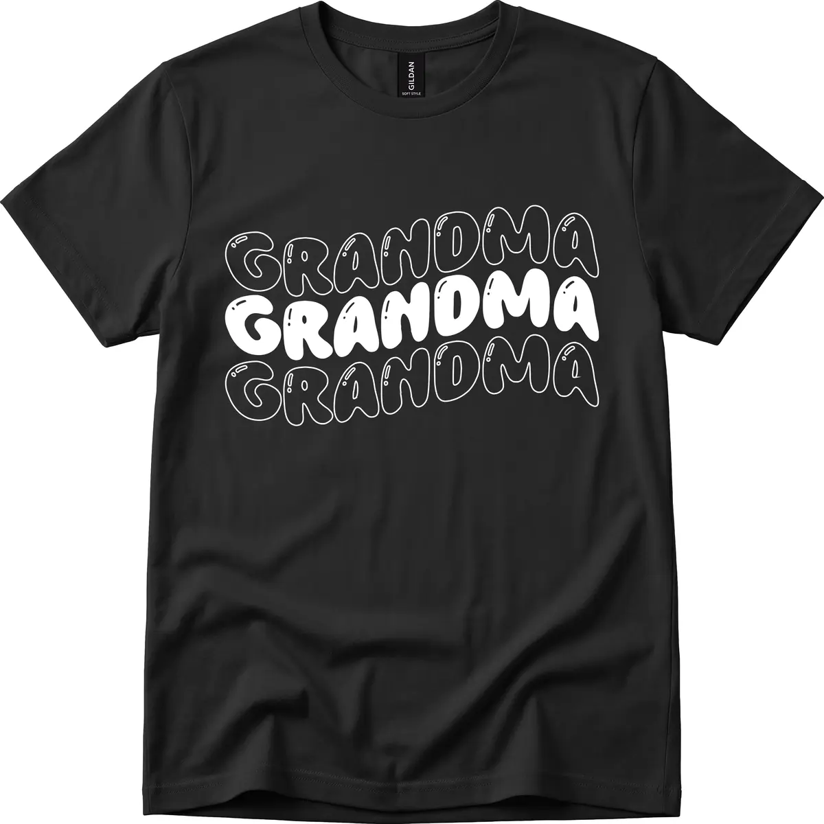Grandma Bubble Letter Design T-Shirt in Black