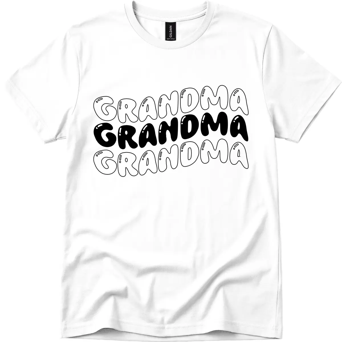 Grandma Bubble Letter Design T-Shirt in White