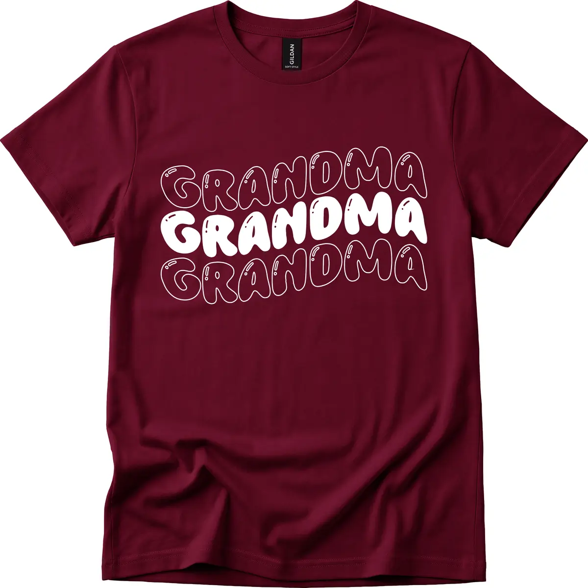 Grandma Bubble Letter Design T-Shirt in Maroon