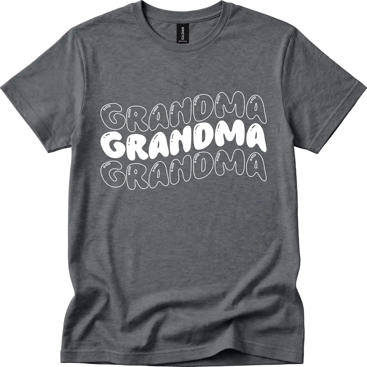Grandma Bubble Letter Design T-Shirt in Dark Heather