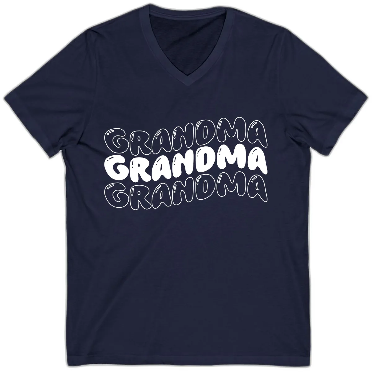 Grandma Bubble Letter Design V-Neck in Navy