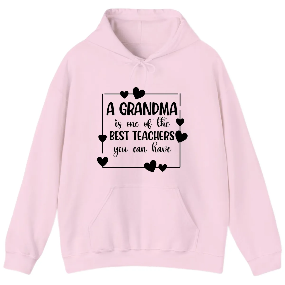 Grandma Is A Best Teacher Design Hoodie in Light Pink
