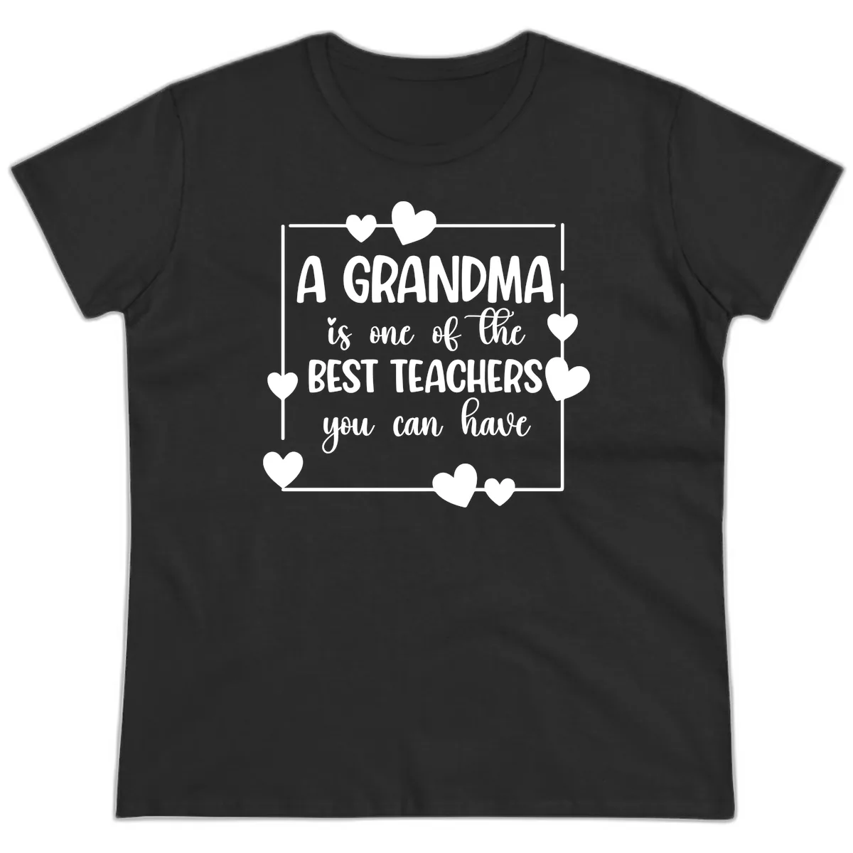 Grandma Is A Best Teacher Design Ladies Tee in Black