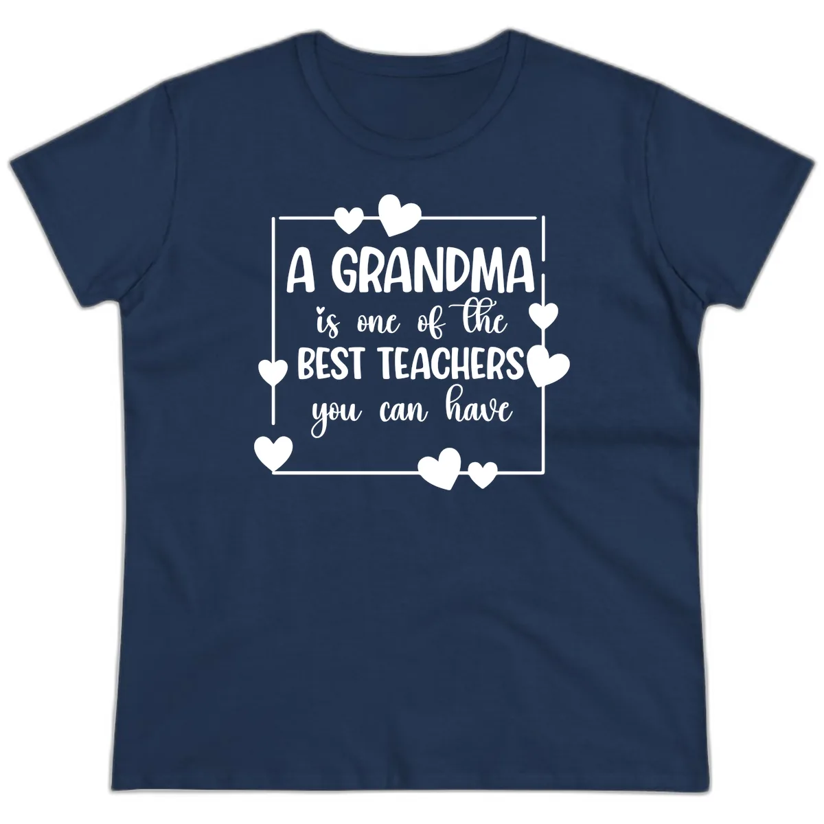 Grandma Is A Best Teacher Design Ladies Tee in Navy