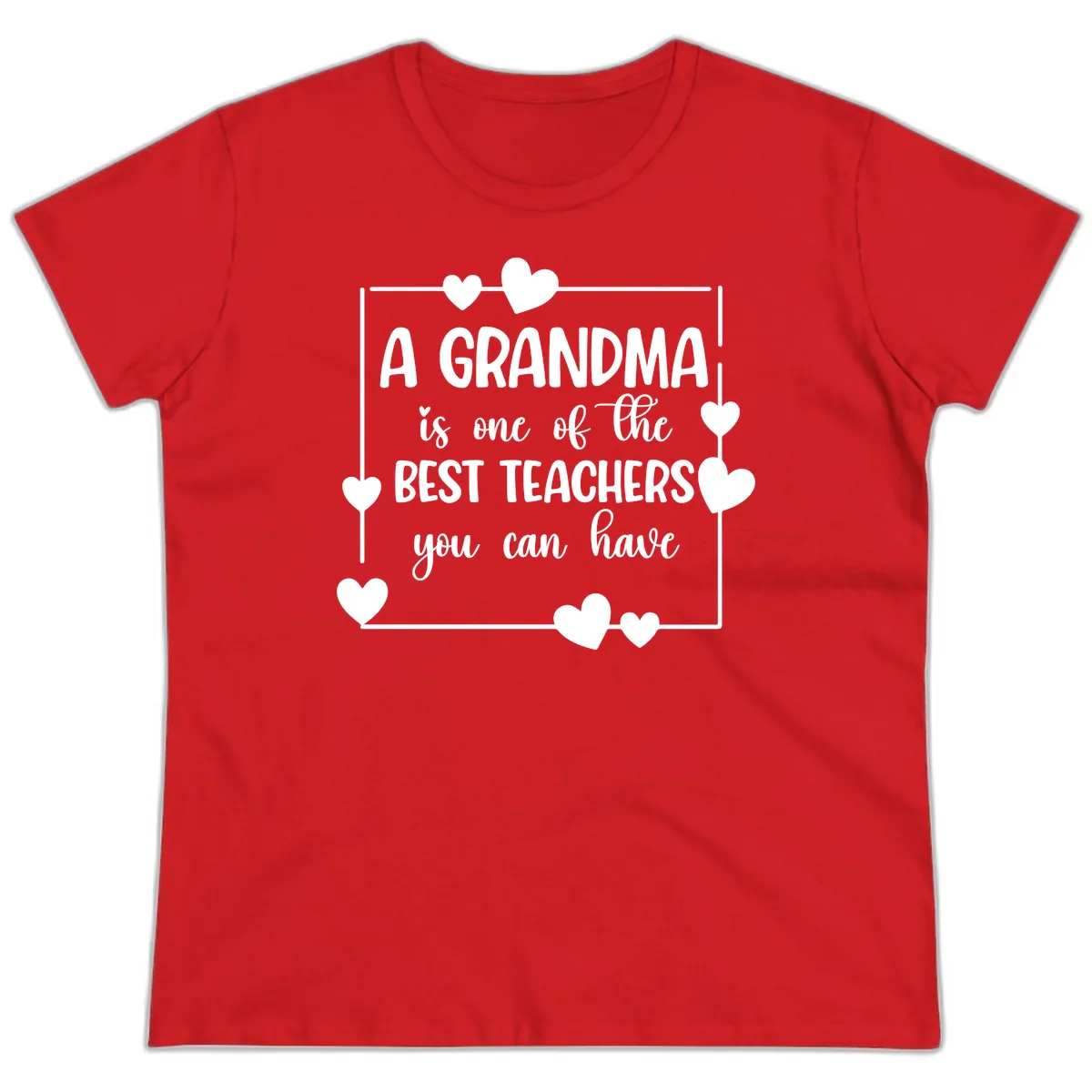 Grandma Is A Best Teacher Design Ladies Tee in Red
