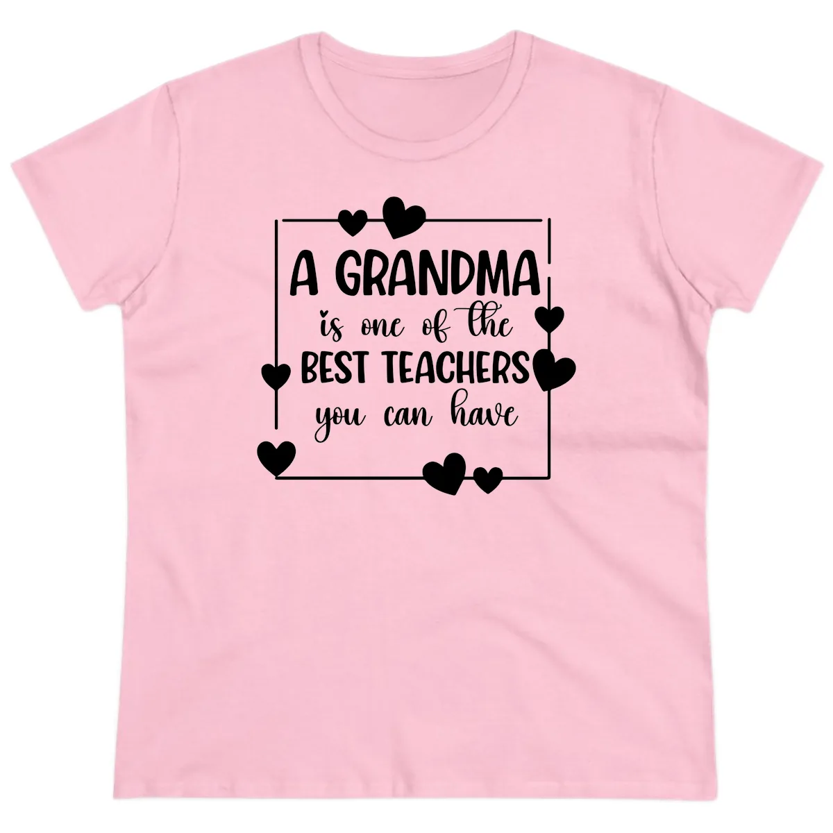 Grandma Is A Best Teacher Design Ladies Tee in Light Pink