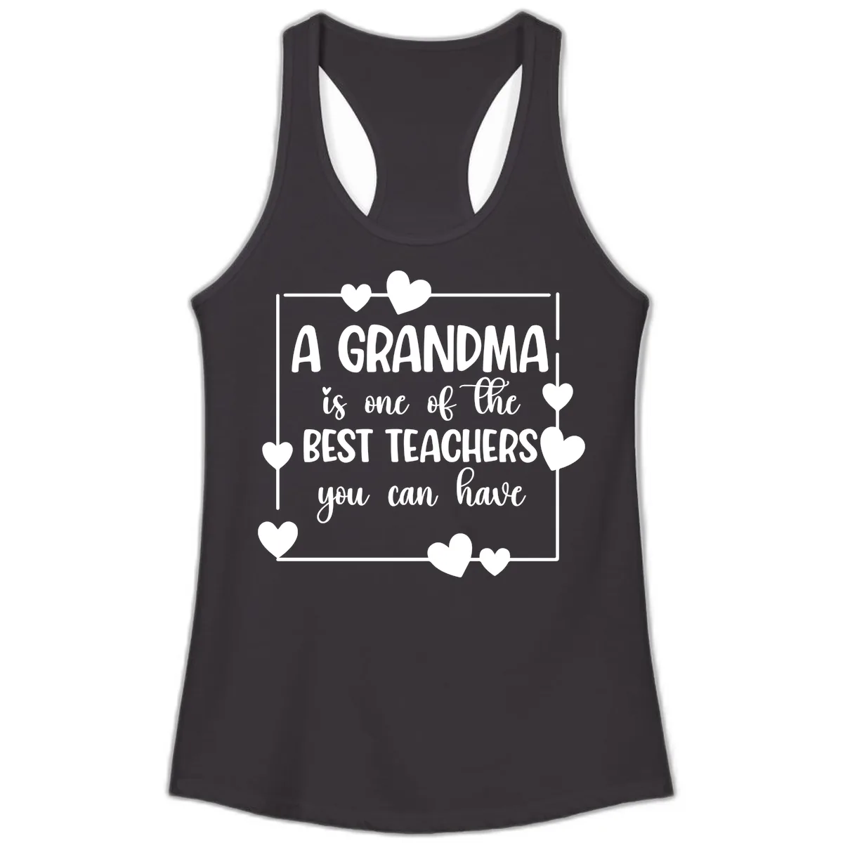 Grandma Is A Best Teacher Design Ladies Tank in Black