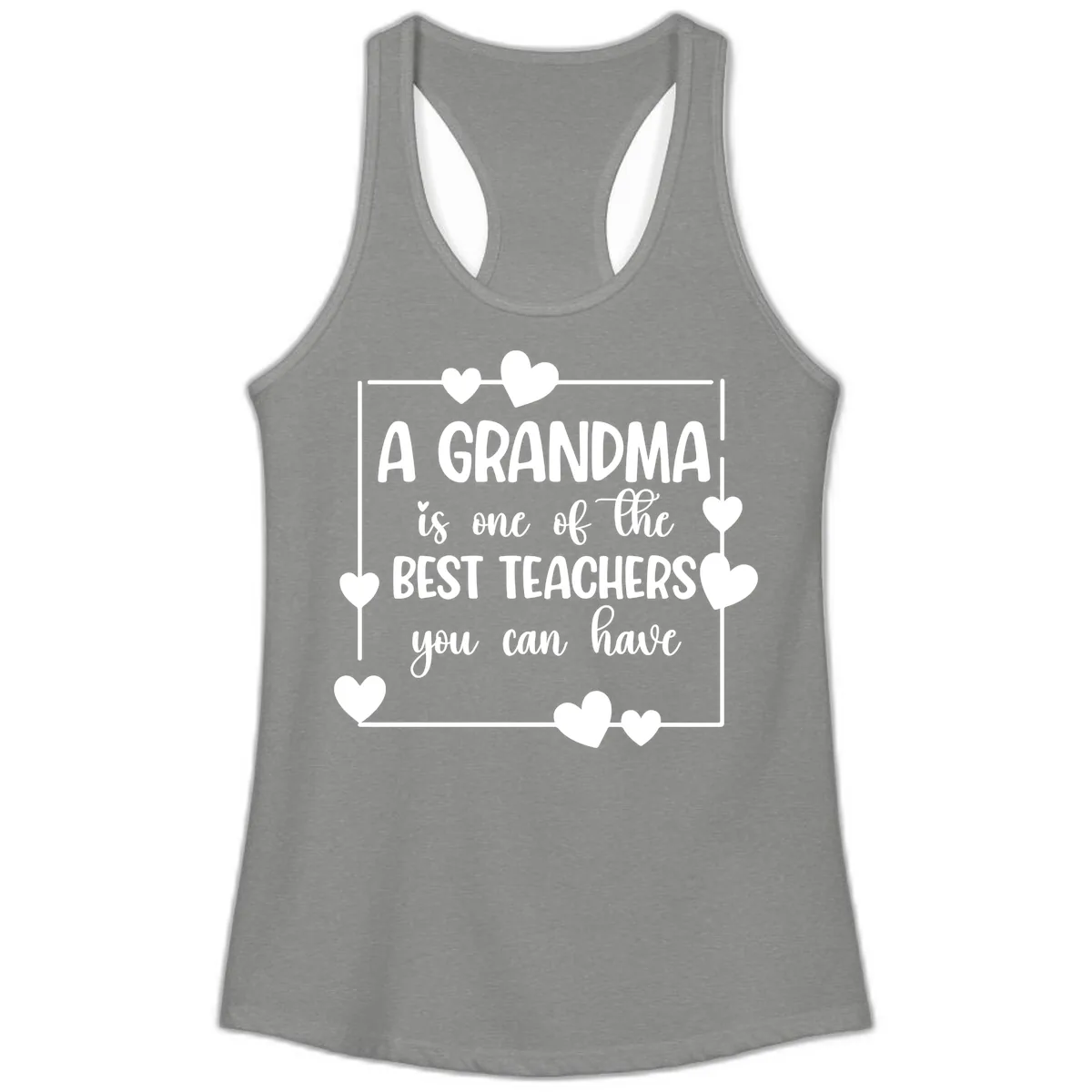 Grandma Is A Best Teacher Design Ladies Tank in Heather Grey