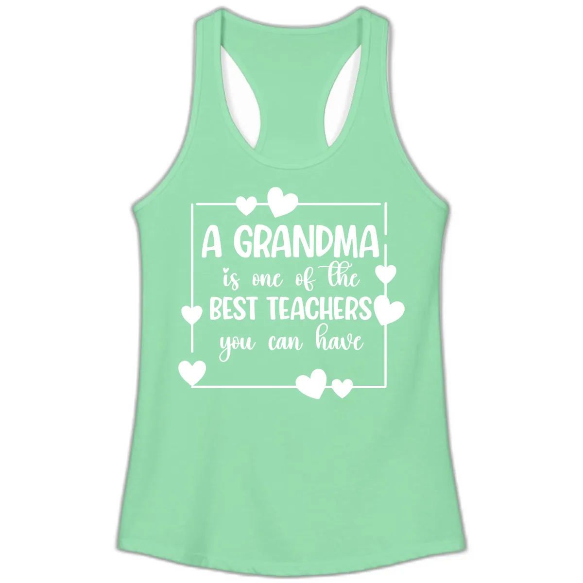 Grandma Is A Best Teacher Design Ladies Tank in Solid Mint