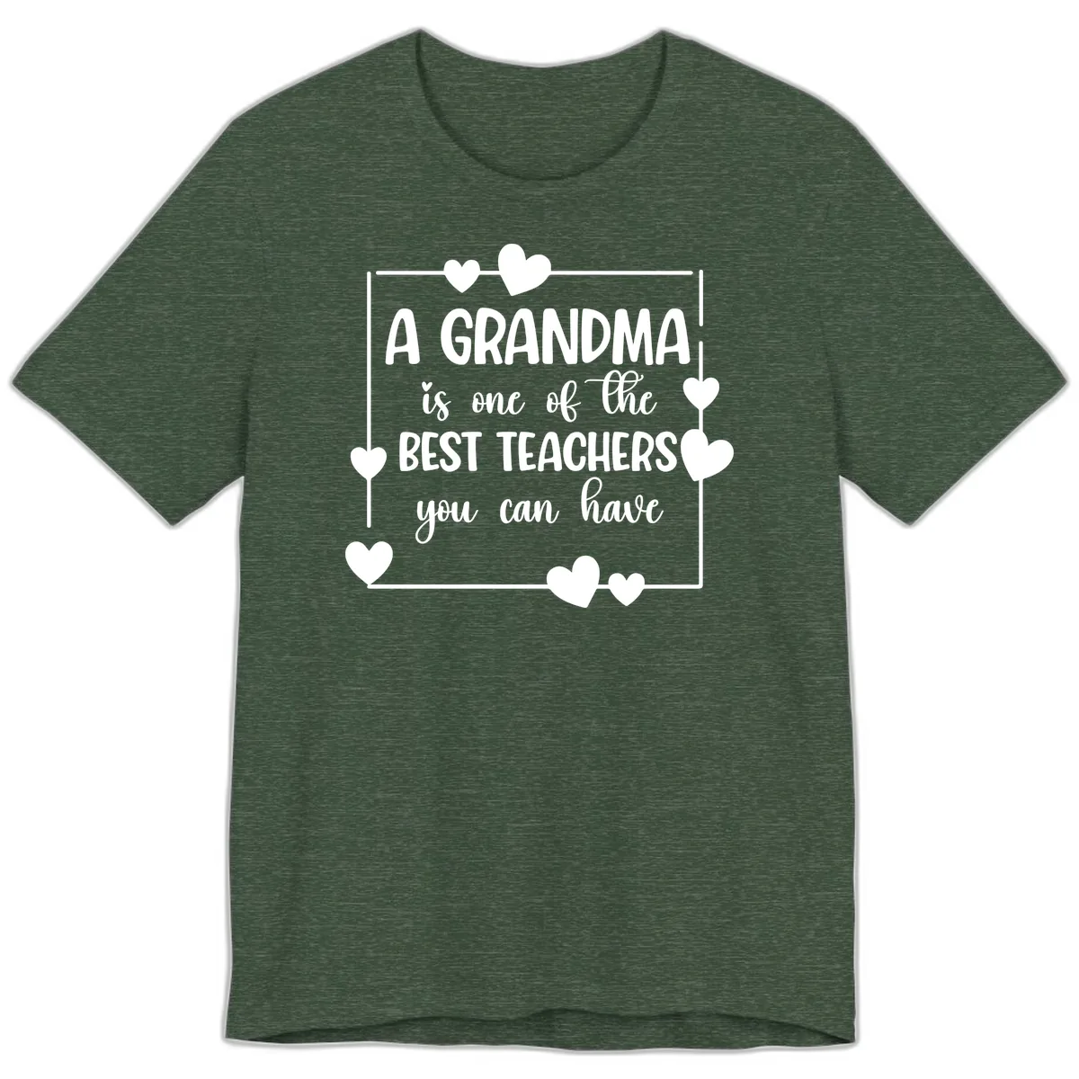 Grandma Is A Best Teacher Design Premium T-Shirt in Heather Forest