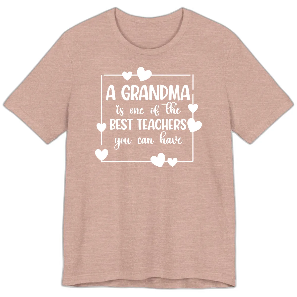 Grandma Is A Best Teacher Design Premium T-Shirt in Heather Prism Peach