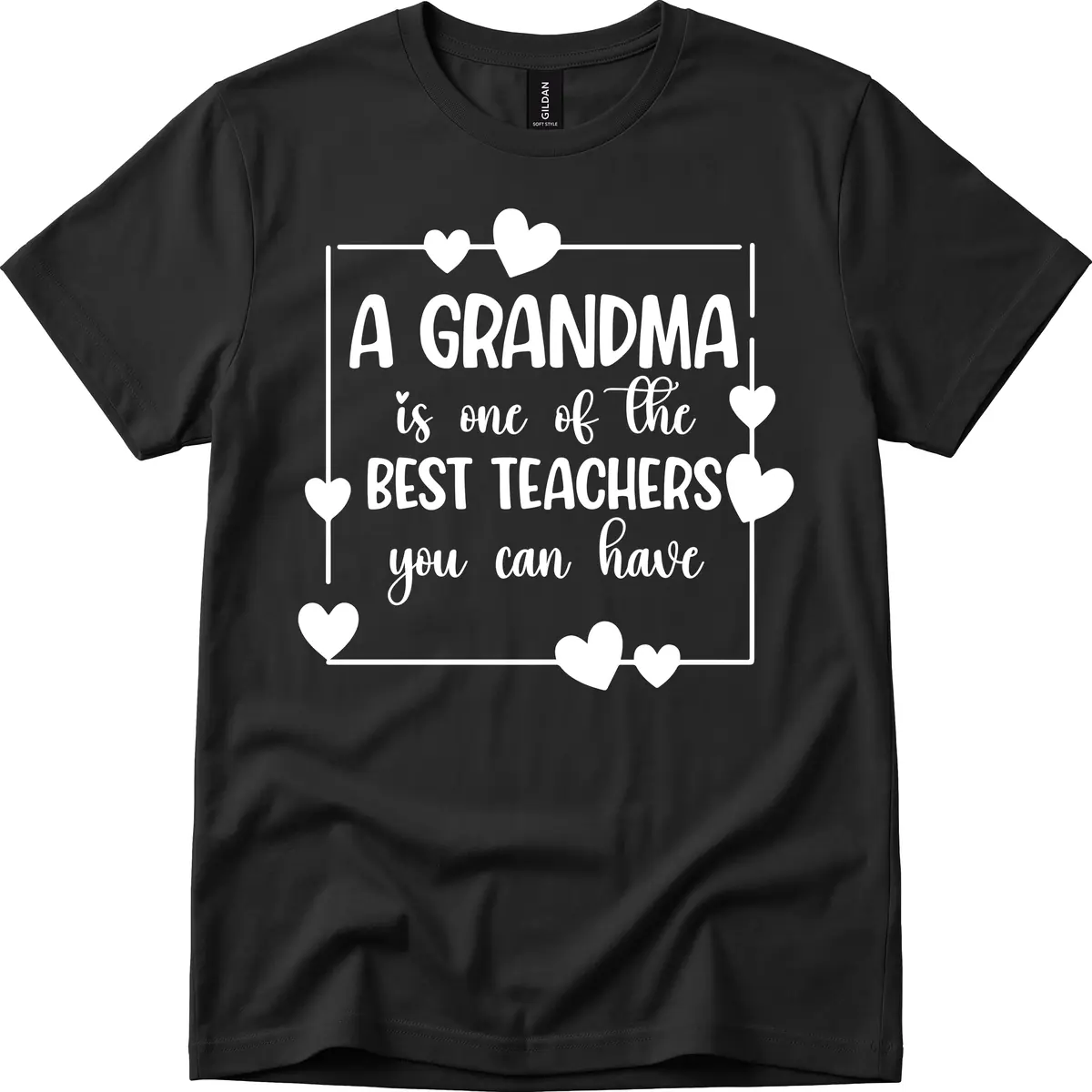 Grandma Is A Best Teacher Design T-Shirt in Black