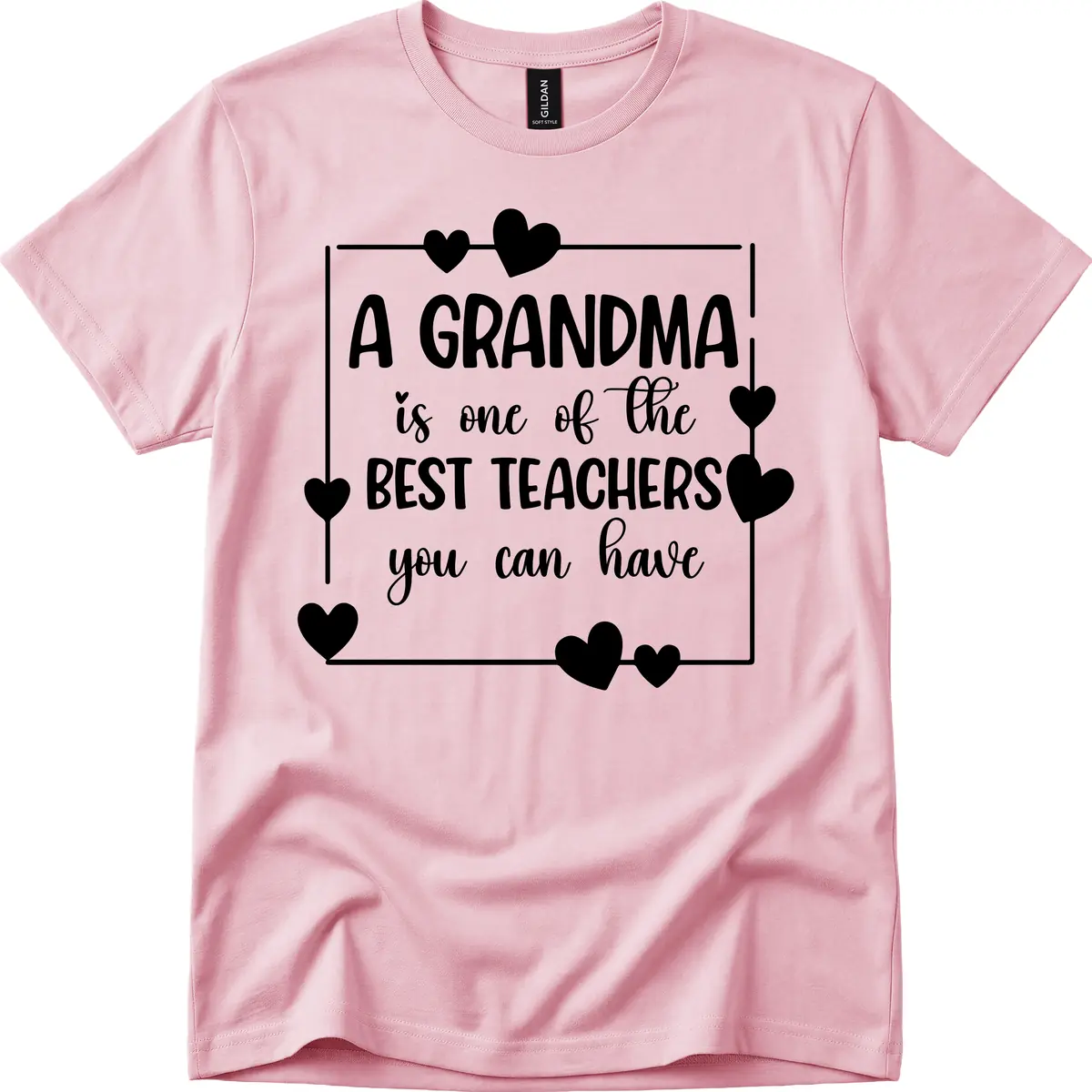 Grandma Is A Best Teacher Design T-Shirt in Light Pink