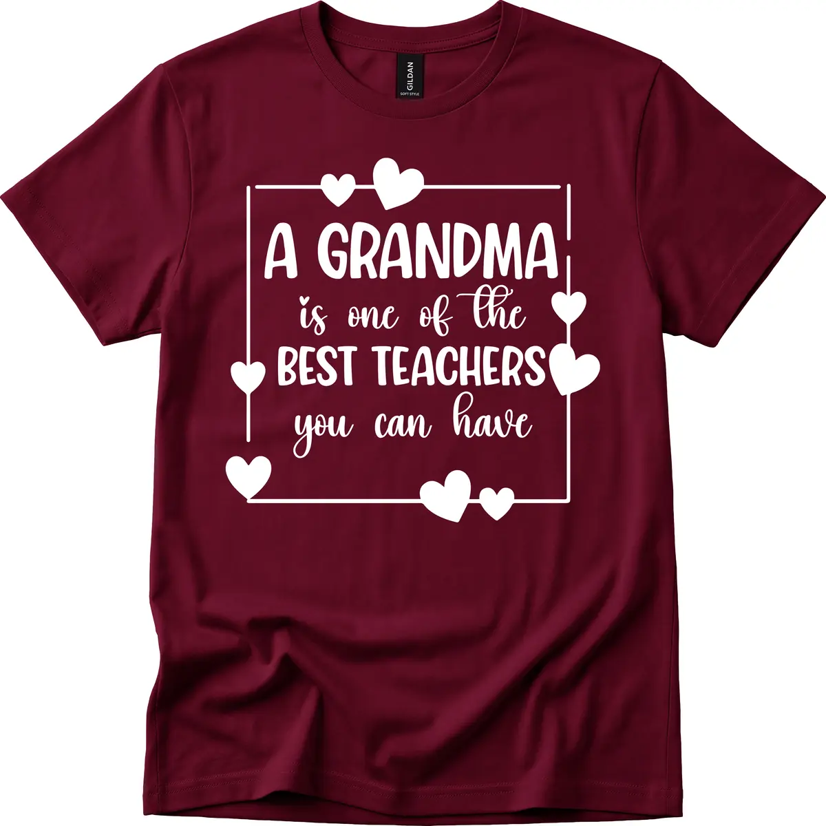 Grandma Is A Best Teacher Design T-Shirt in Maroon