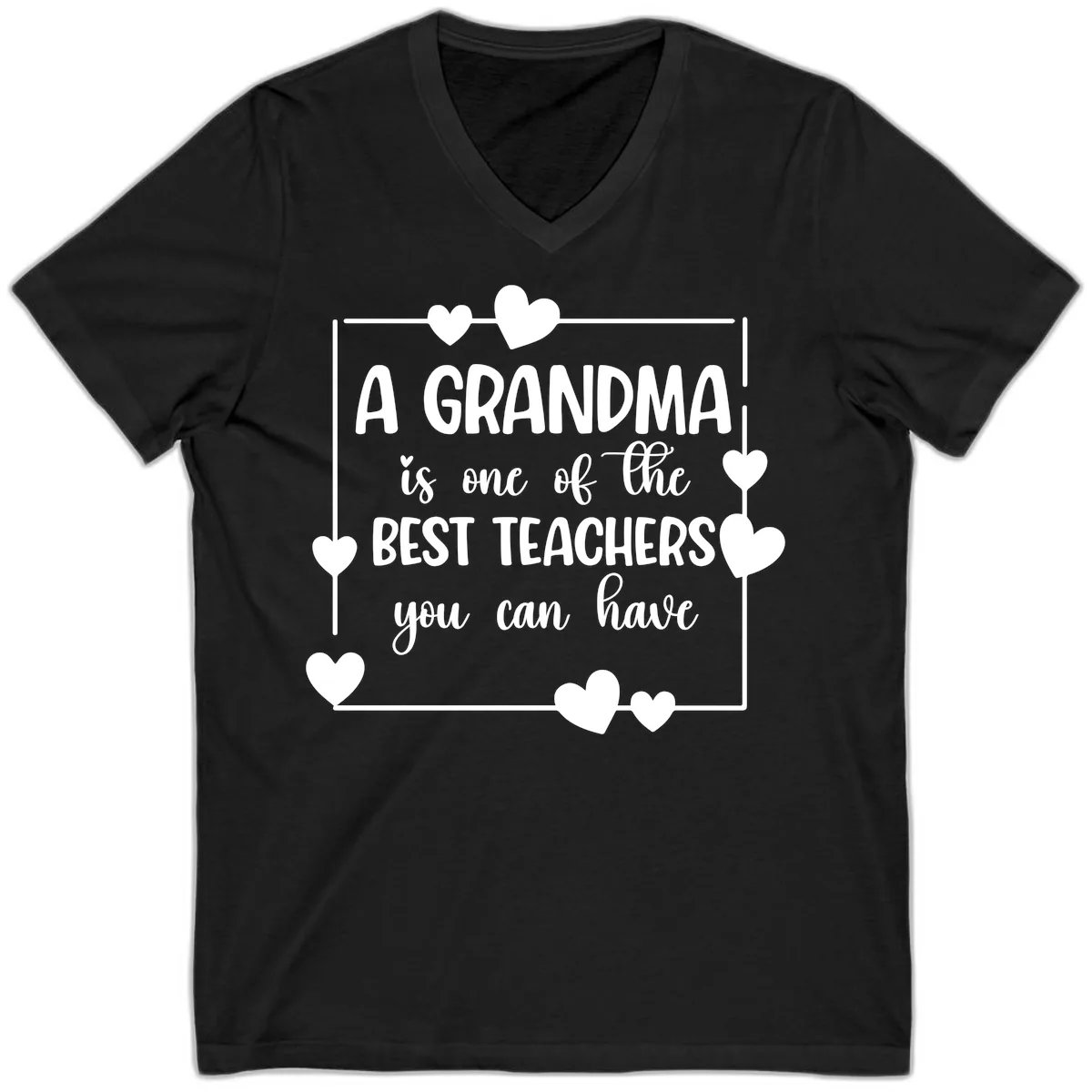 Grandma Is A Best Teacher Design V-Neck in Black